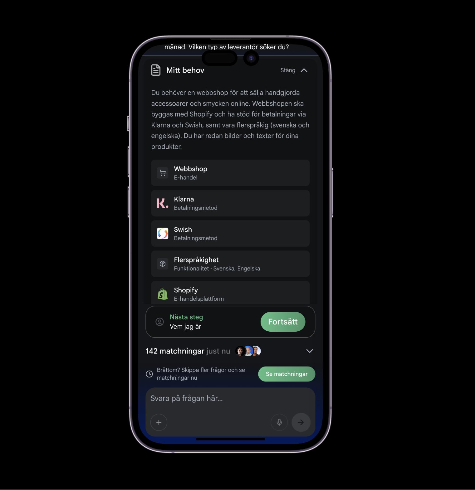 Beskriv ditt projekt med AI kravställning