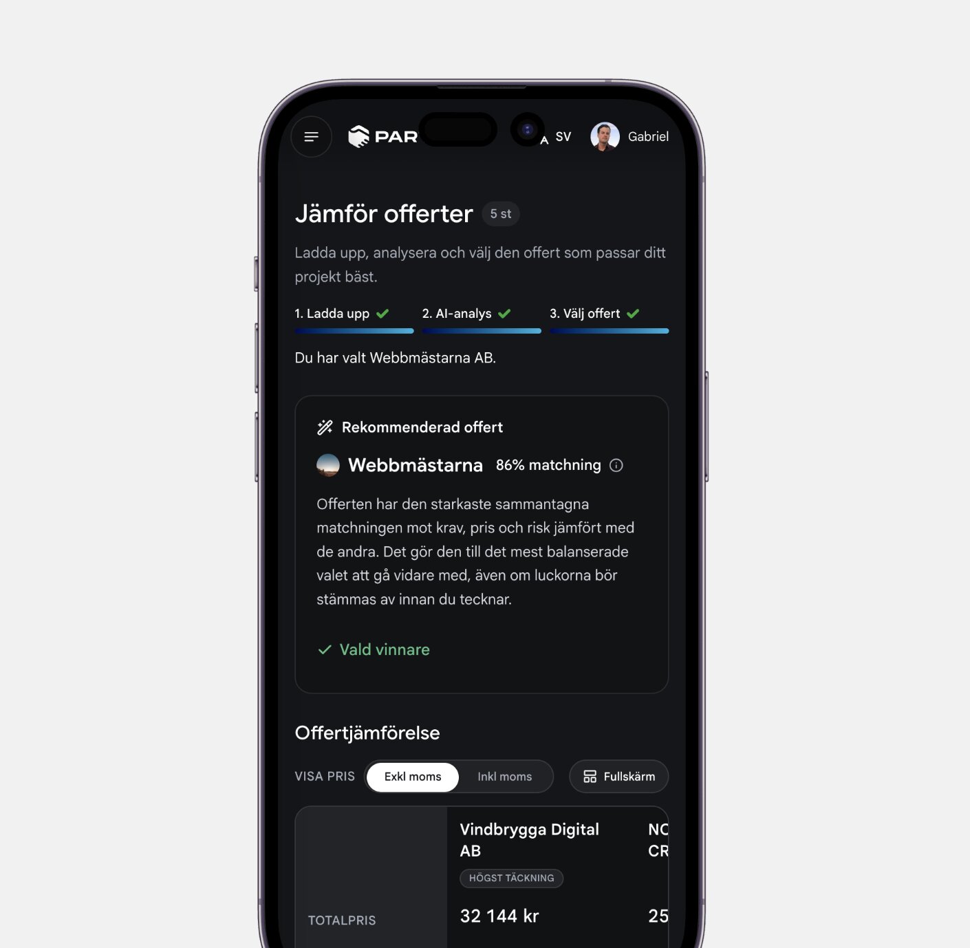 Jämför offerter med AI