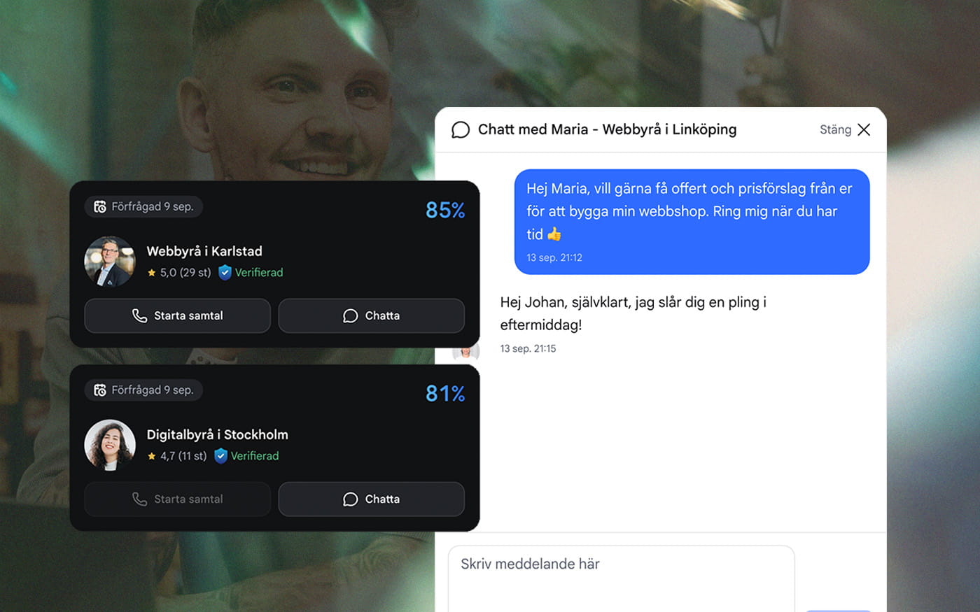 Välj vilka proffs som får lämna offert